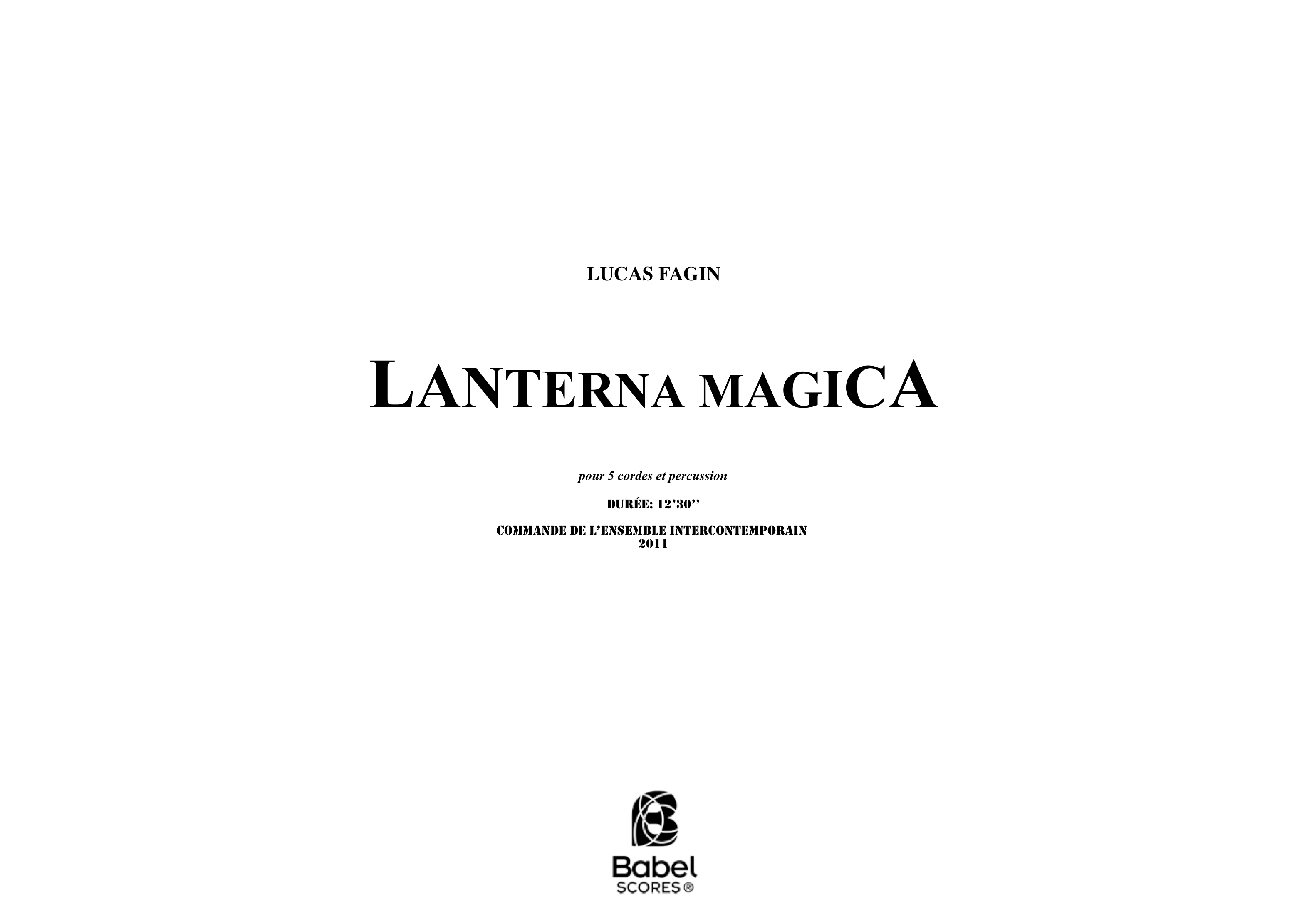 LANTERNA MAGICA BabelScores edition z